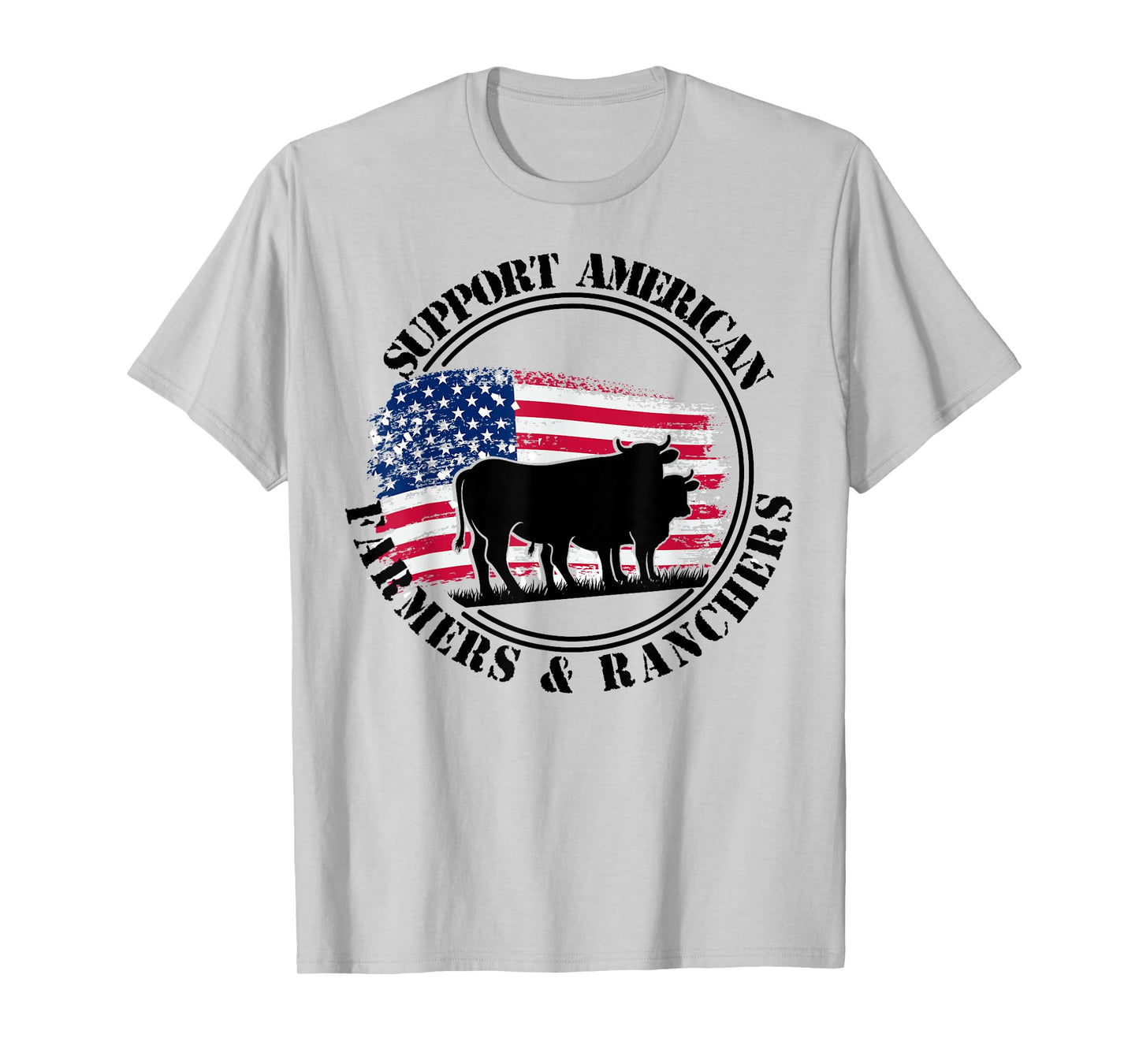 American Flag Patriotic Support American Farmers & Ranchers Women Men T-Shirt