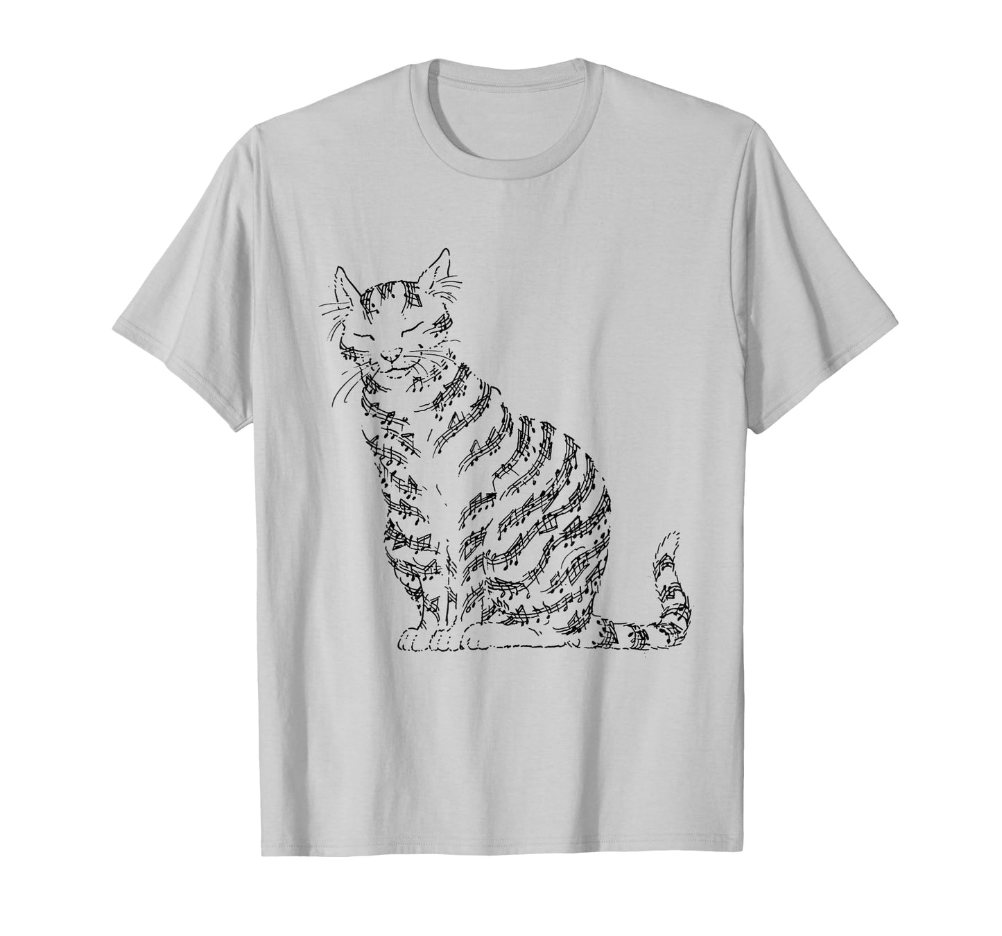 Cute Cat Kitty Playing Music Note Clef Musician Art T-Shirt