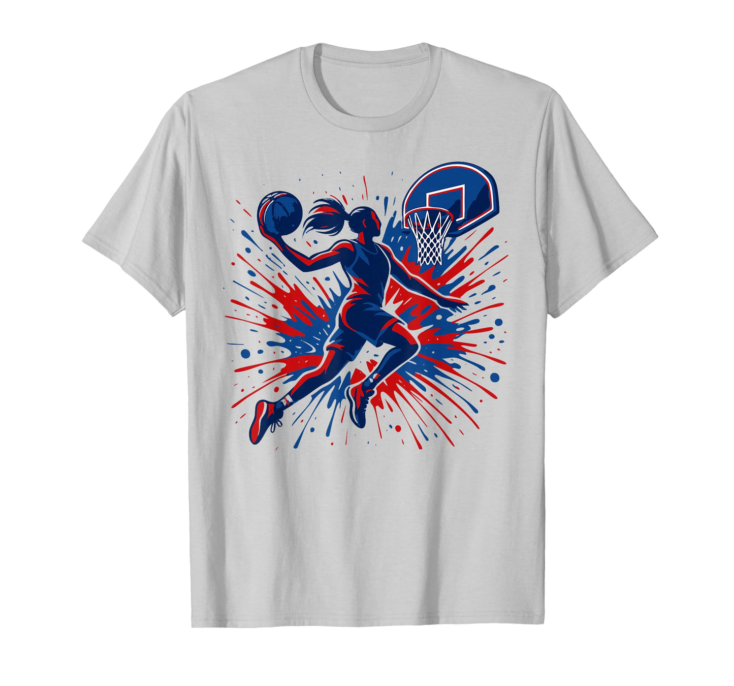 Red White Blue Basketball Color Splash USA Flag Basketball T-Shirt