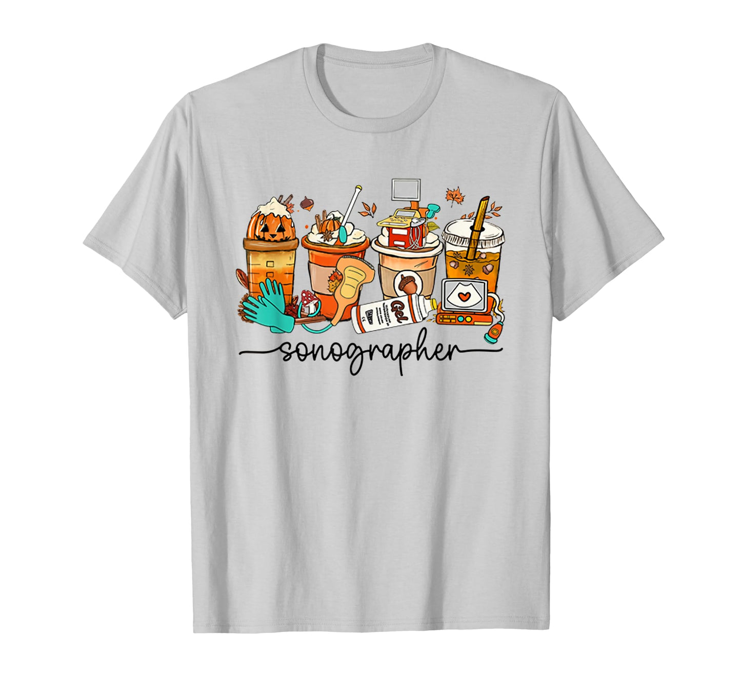 Autumn Sonographer Latte Ultrasound Pumpkin Vascular Tech T-Shirt