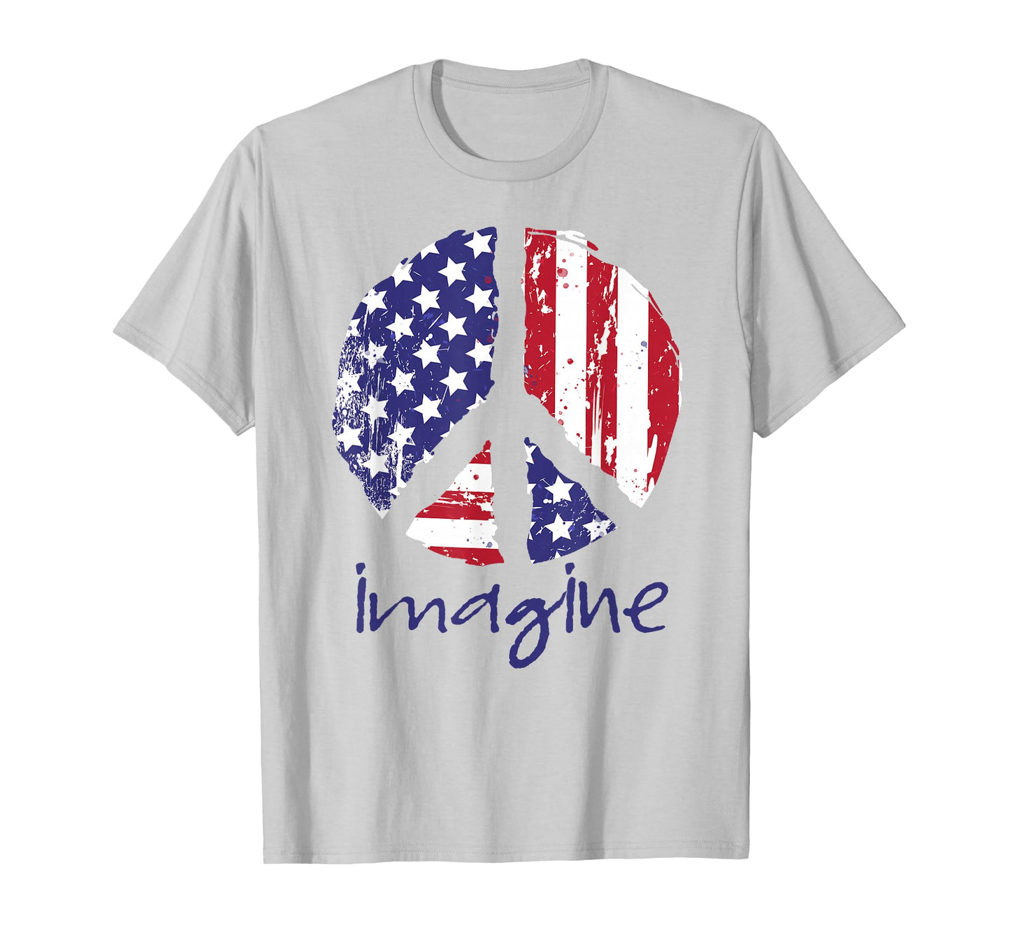 Imagine Peace American Flag USA Peace Sign 4th of July Tee T-Shirt