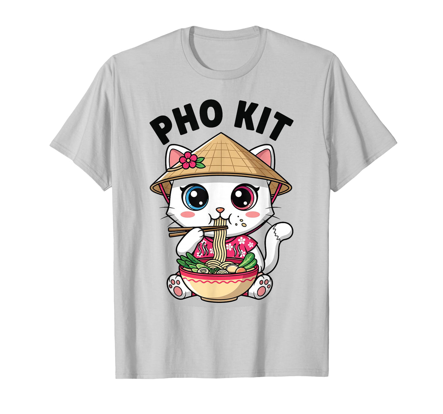 Cute Vietnamese Cat Eating Pho Funny Cat Pho Kit T-Shirt