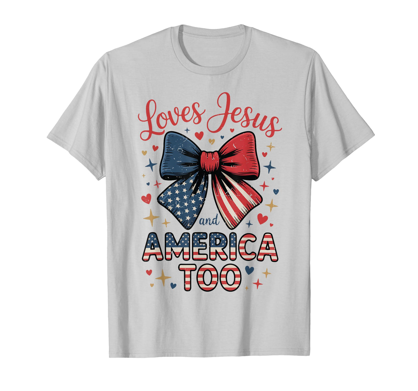 Toddler She Loves Jesus And America Too 4th July Bow Girl T-Shirt
