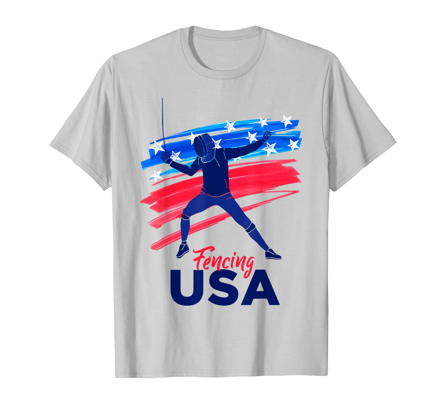 Fencing Support the Team Fencing Player USA Flag T-Shirt