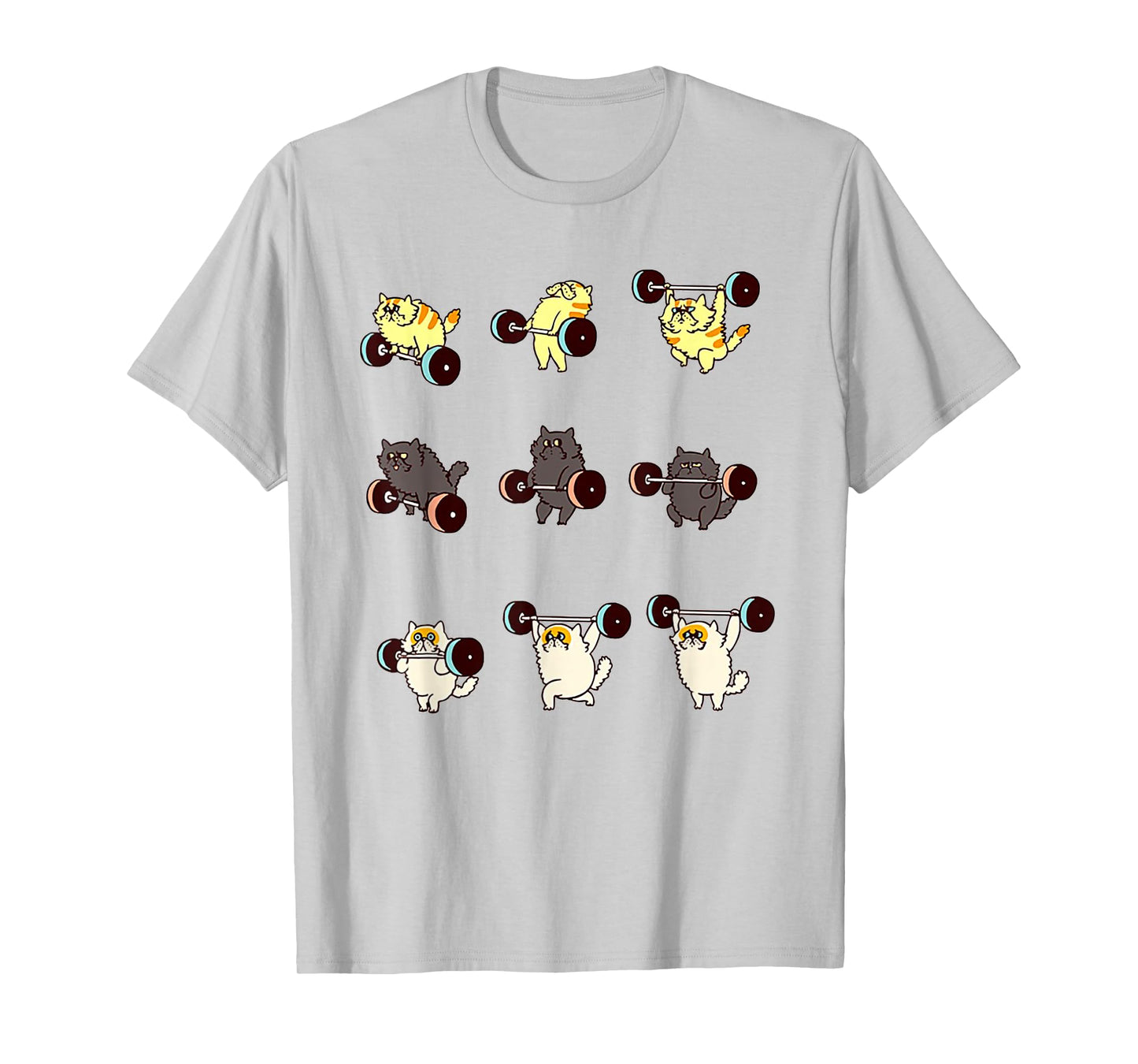 Weight Lifting Cat Tshirt Funny Gym Gift Tee T-Shirt