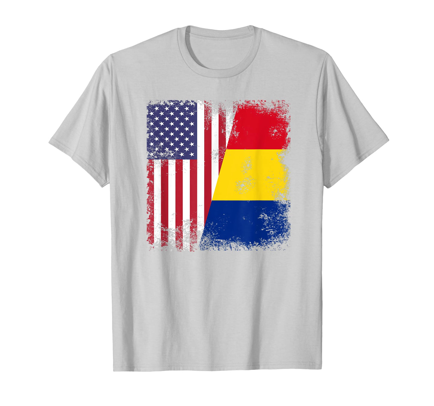 Half Romanian Flag T-Shirt | Vintage Romania USA Gift