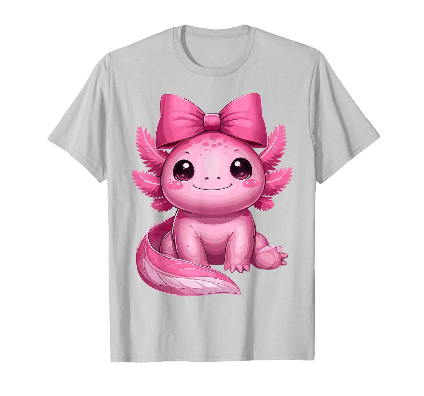 Cute Axolotls With Coquette Bow Axolotl Pink Ribbon T-Shirt