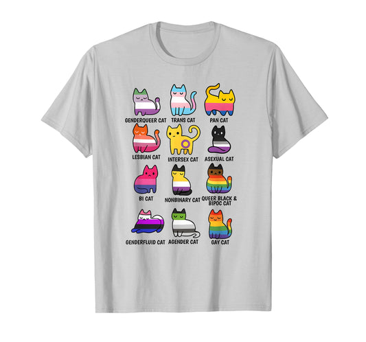 Cute Retro LGBT Cat Pride & Equality Graphic apparel T-Shirt