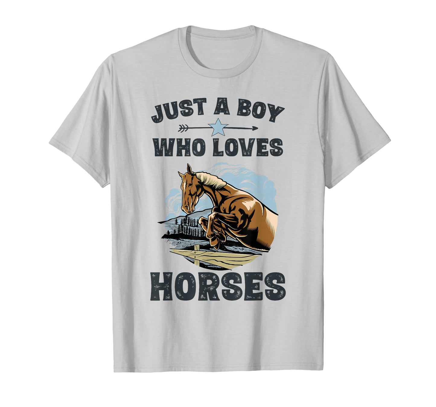 Just A Boy Who Loves Horses Shirt Horse Equestrian Boys T-Shirt