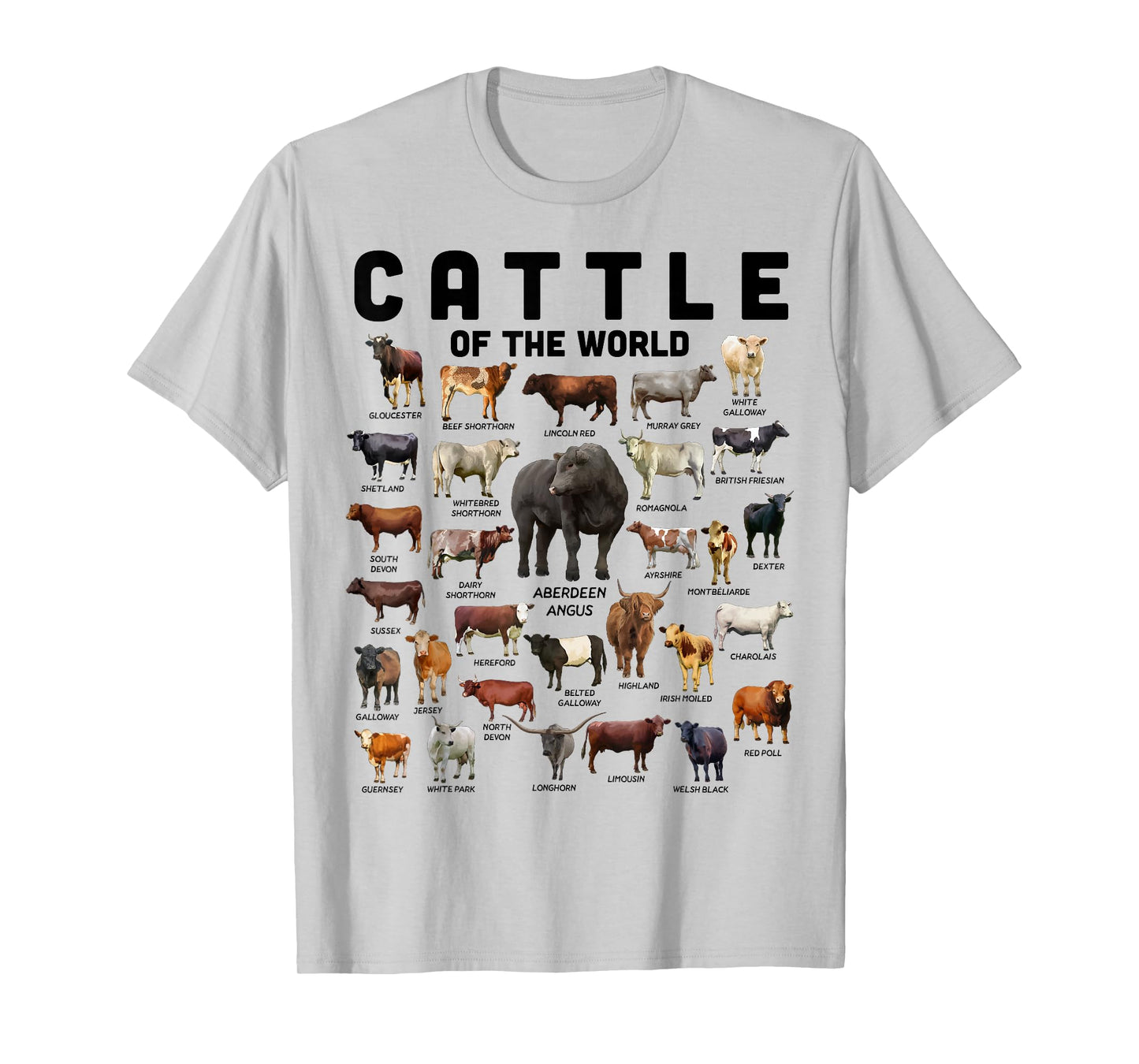 Cow Shirt Cattle Of The World Types Of Cows Funny Farmer T-Shirt