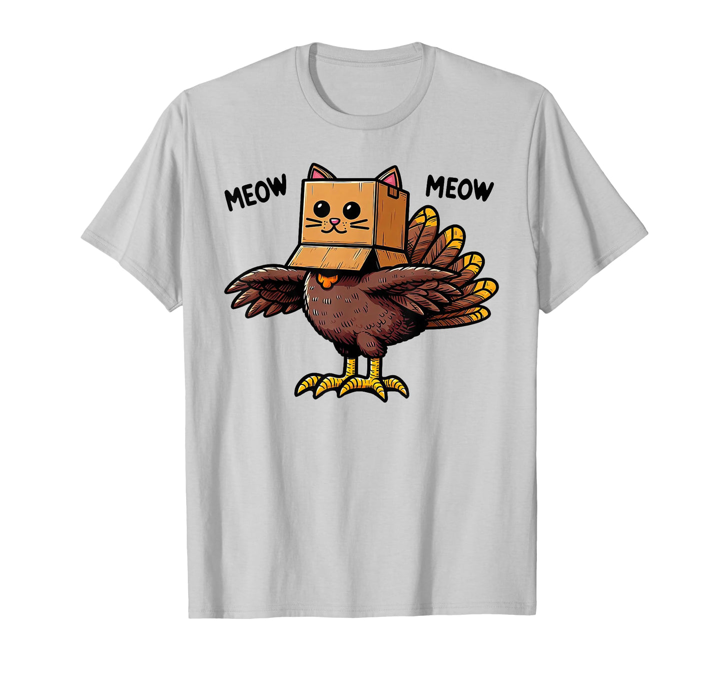 Turkey Meow Meow Fake Cat Funny Thanksgiving Adults Kids T-Shirt