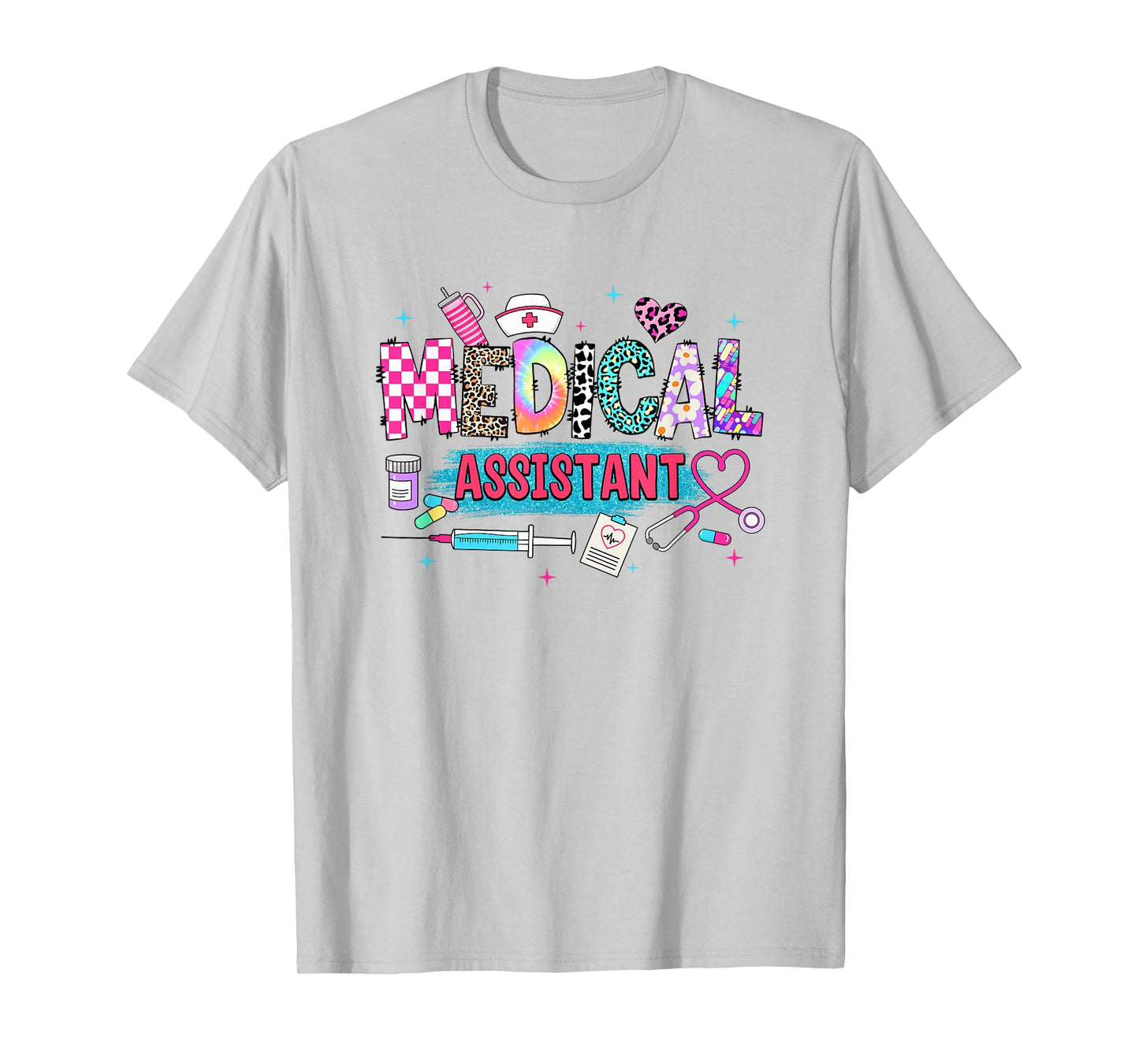 CMA Medical Assistant Nurse Leopard Stethoscope Women Work T-Shirt