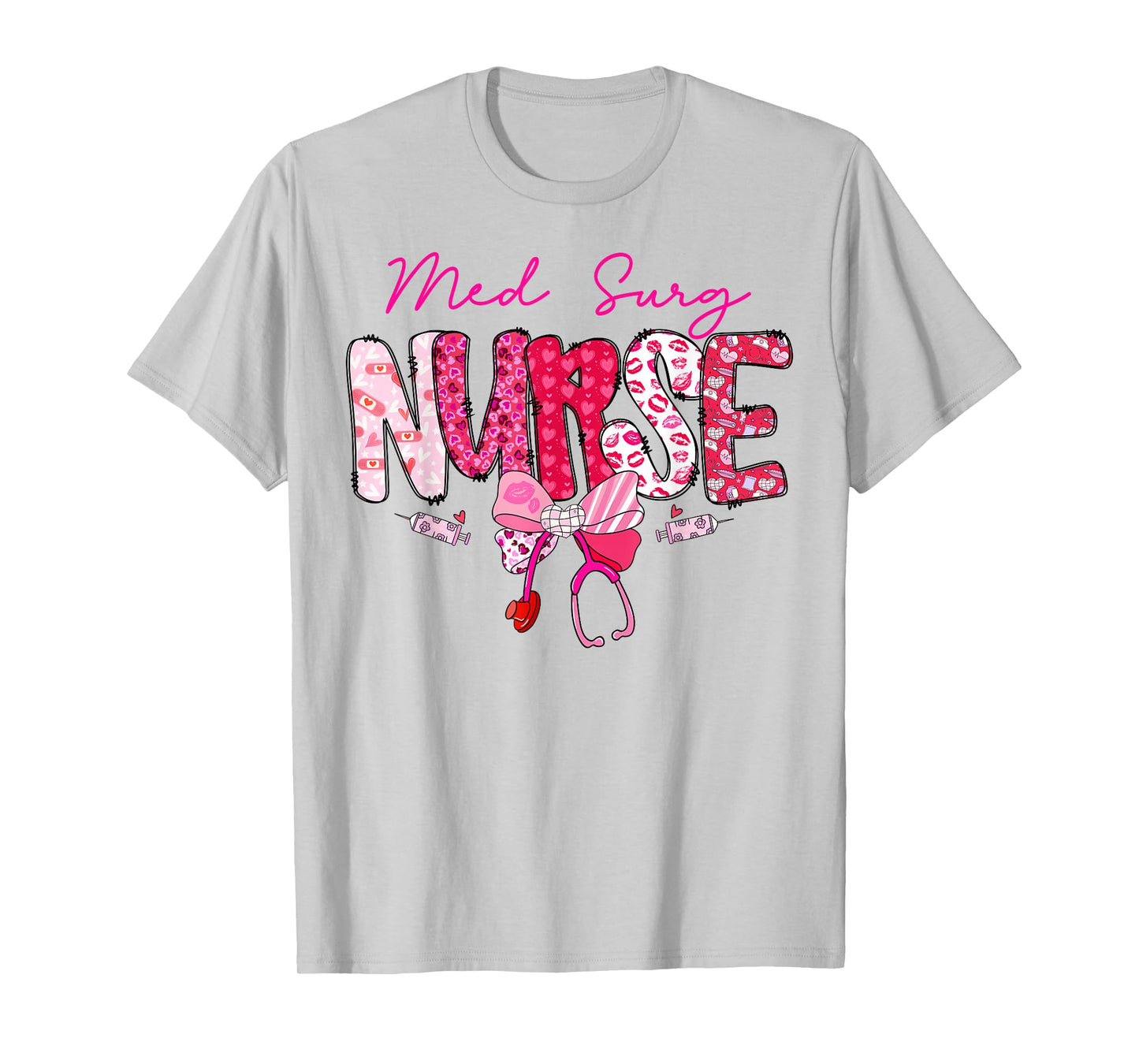 Med Surg Nurse Valentine's Day Stethoscope Coquette Bow T-Shirt