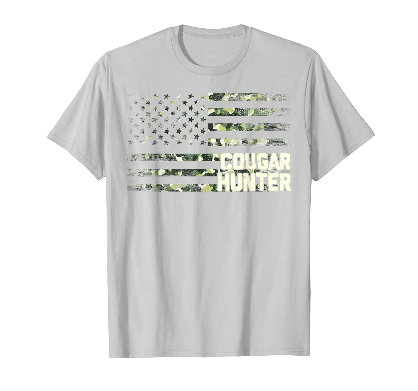 Cougar Hunter American USA Flag Cougar Hunting Camo T-Shirt