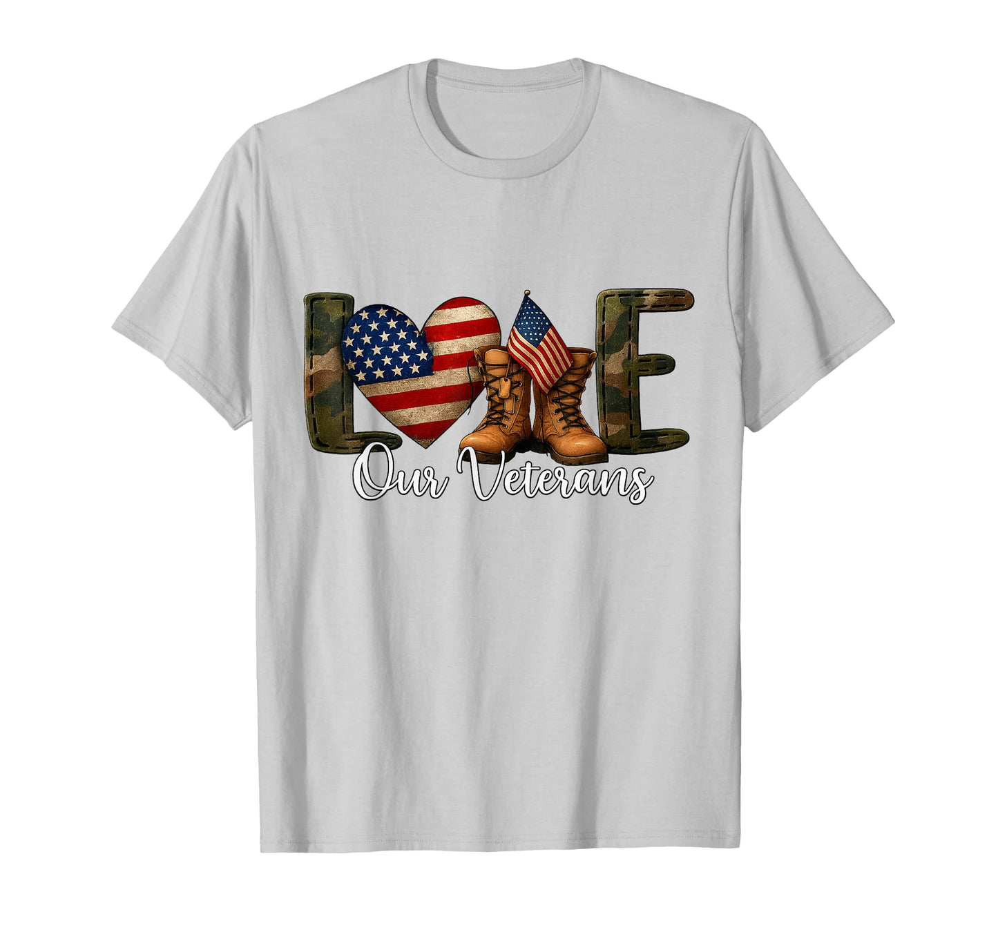 Camo American Flag Usa Proud Army Love Our Veterans T-Shirt