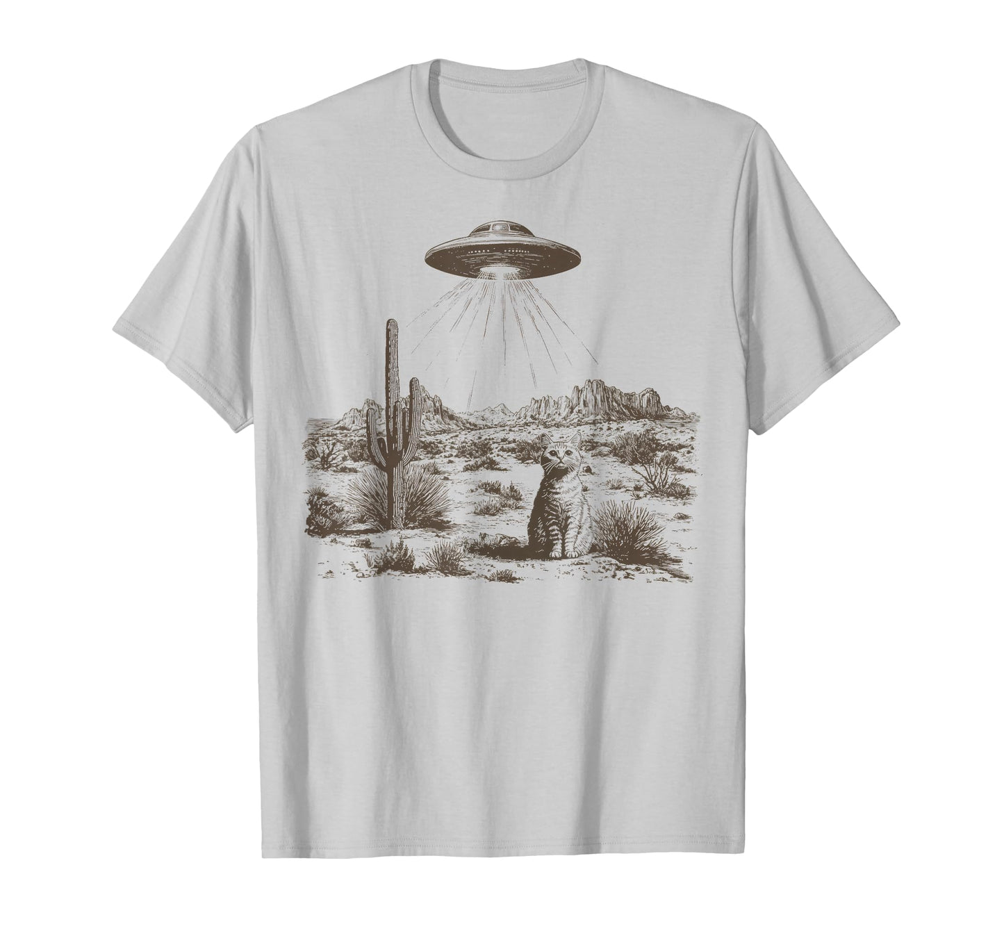Vintage Western UFO Alien Rodeo Cowboy Cat Wild West Kitten T-Shirt