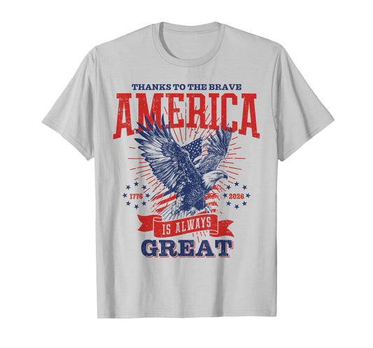 America Is Great 1776 - 2026 Vintage Flag Eagle T-Shirt