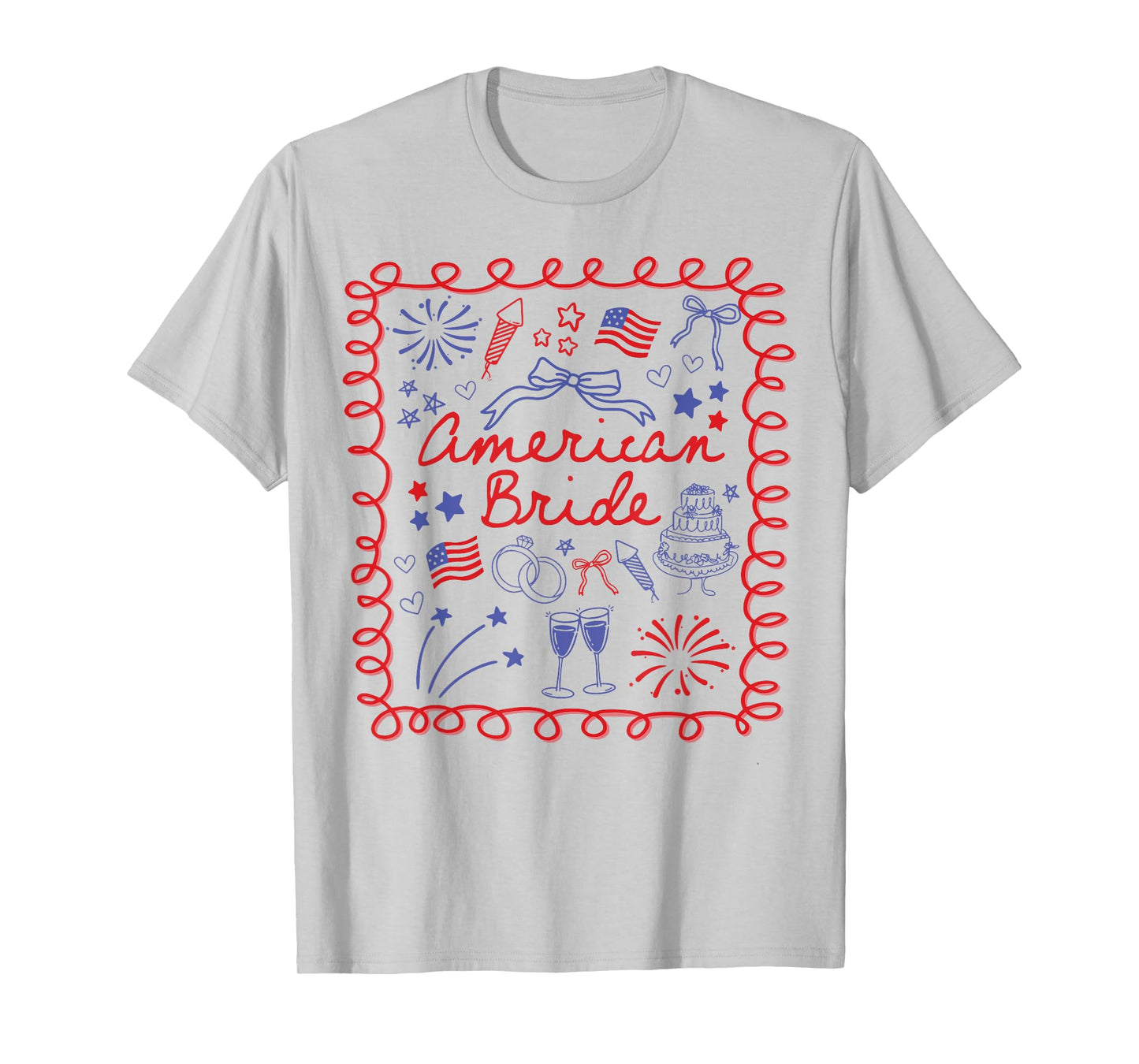 American Bride 4th Of July Retro Party US Wedding Engagement T-Shirt