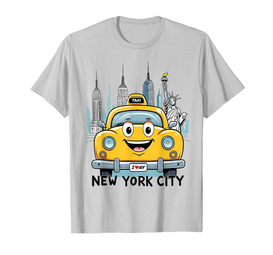 Cute Kids New York City Yellow Taxi Iconic Statue of Liberty T-Shirt