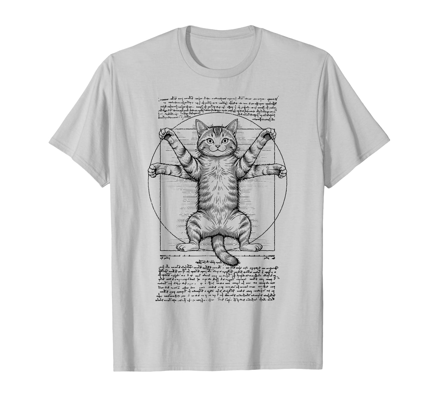 Vitruvian Man Cat Lover Funny Leonardo Da Vinci Tabby Cats T-Shirt