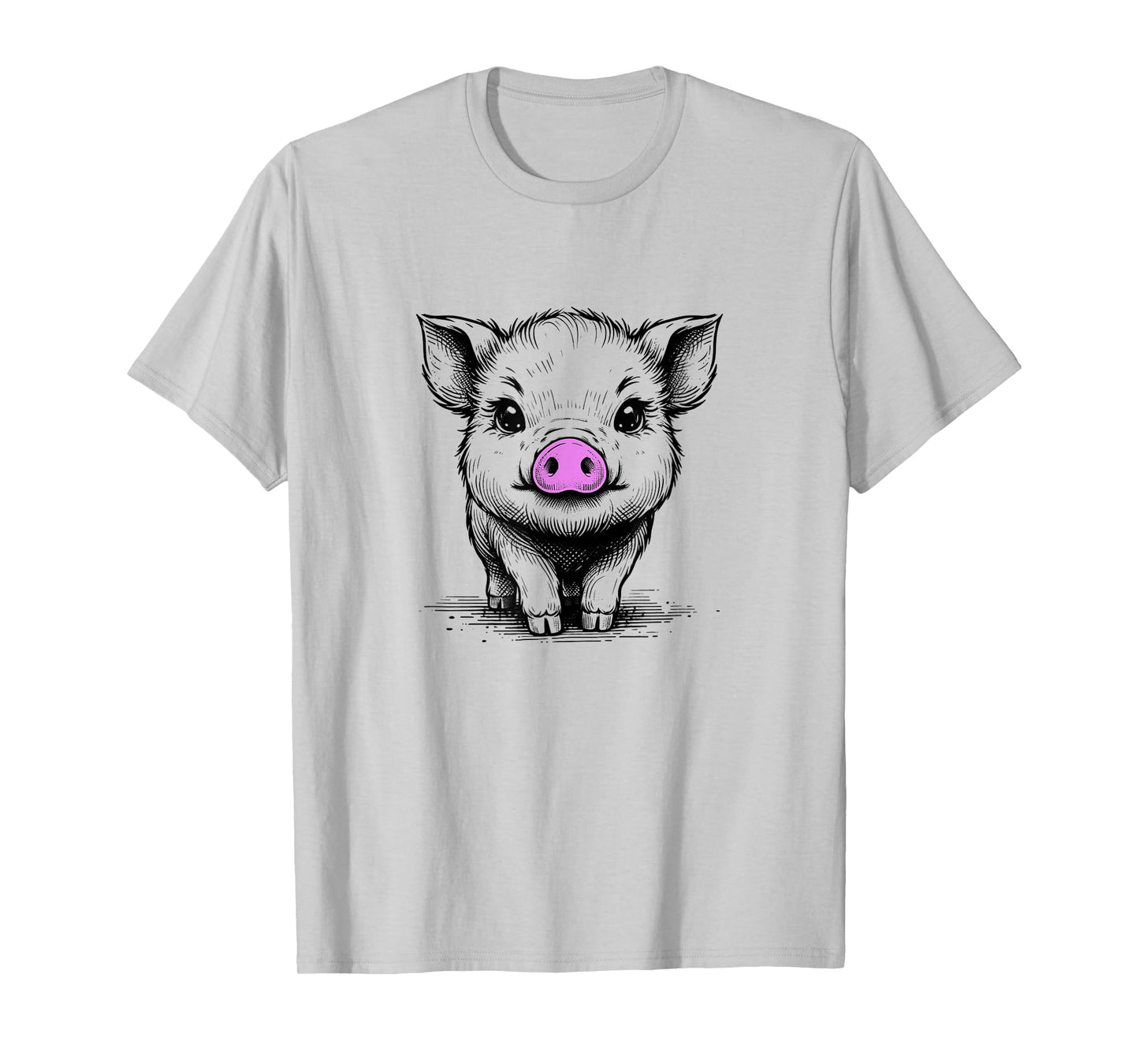 Cute Pig With Pink Nose Drawing T-Shirt