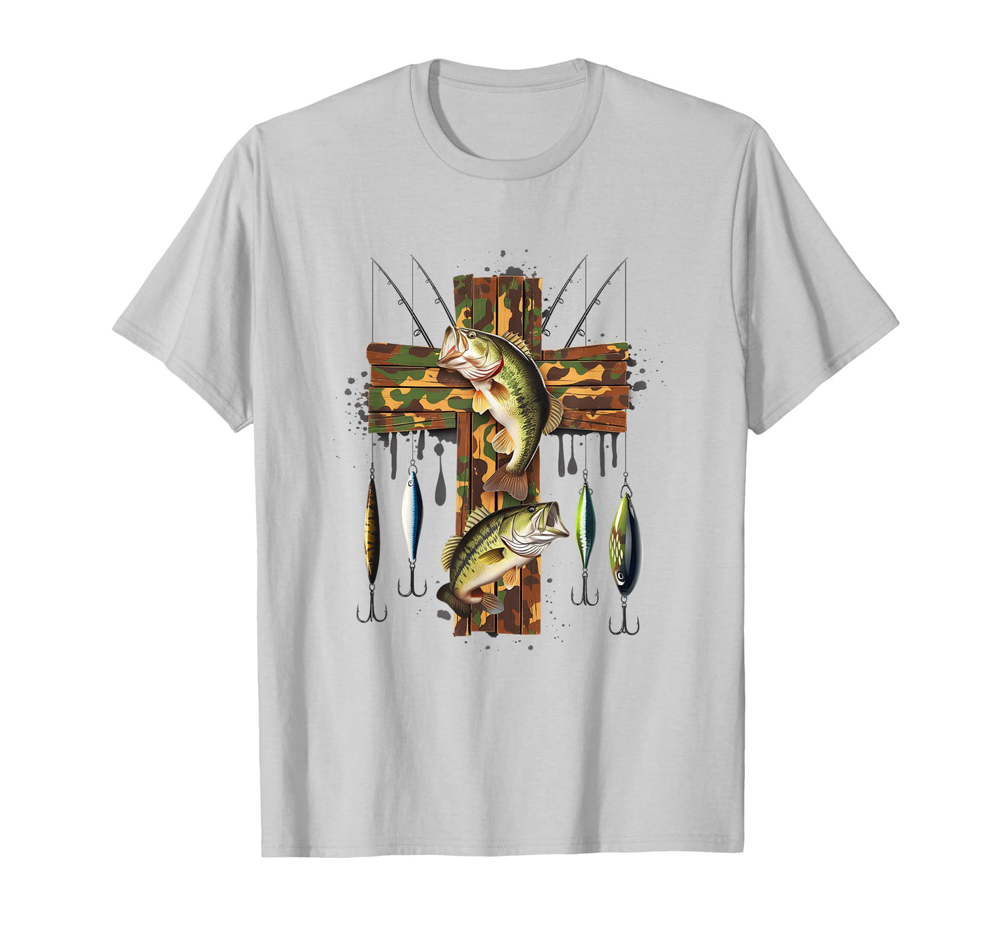 Camo Cross Fishing Christian Fishers Of Men Bible Faith Fish T-Shirt