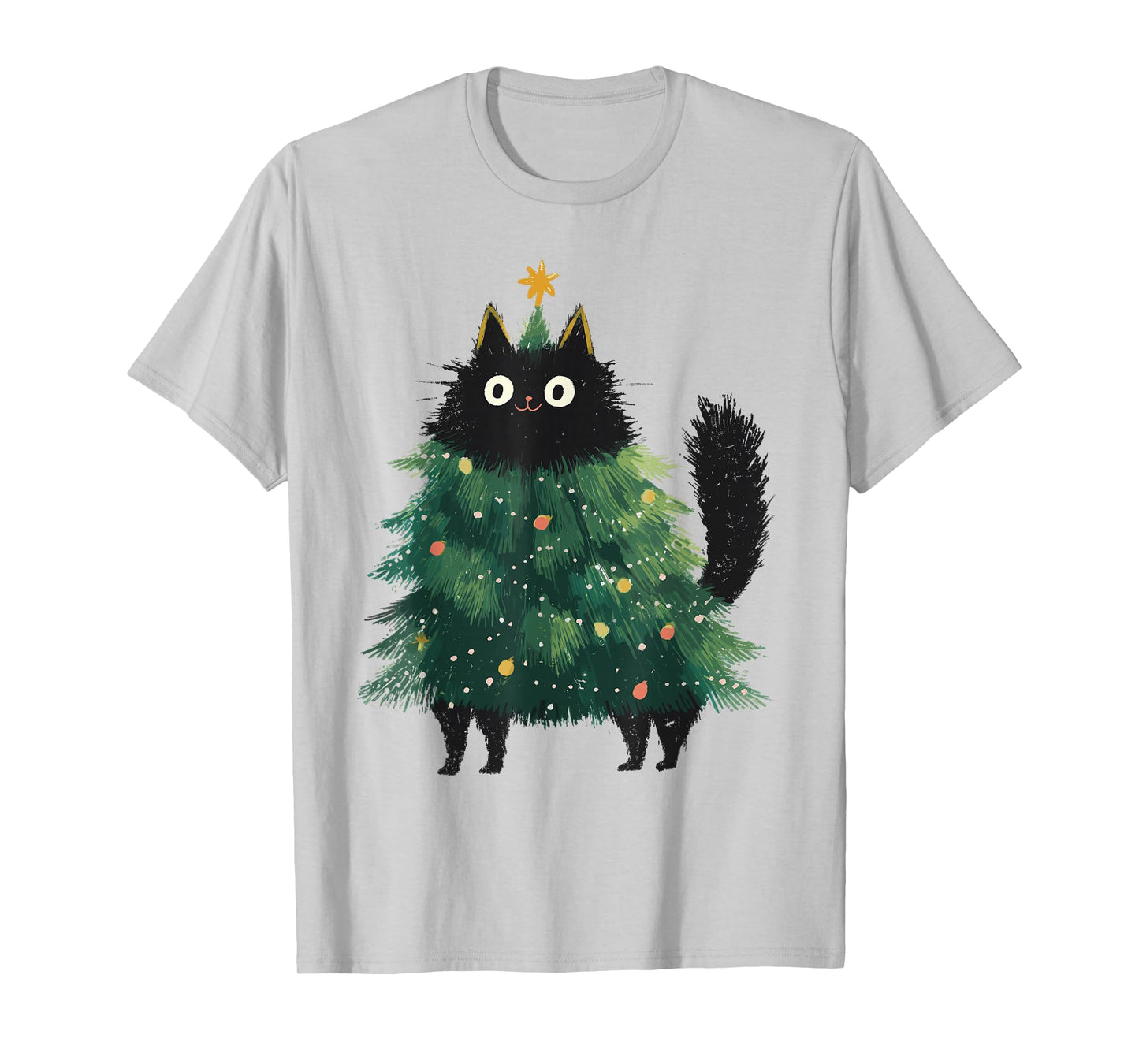 Cute Black Cat Christmas Tree Funny Kitten Lover Xmas Kids T-Shirt