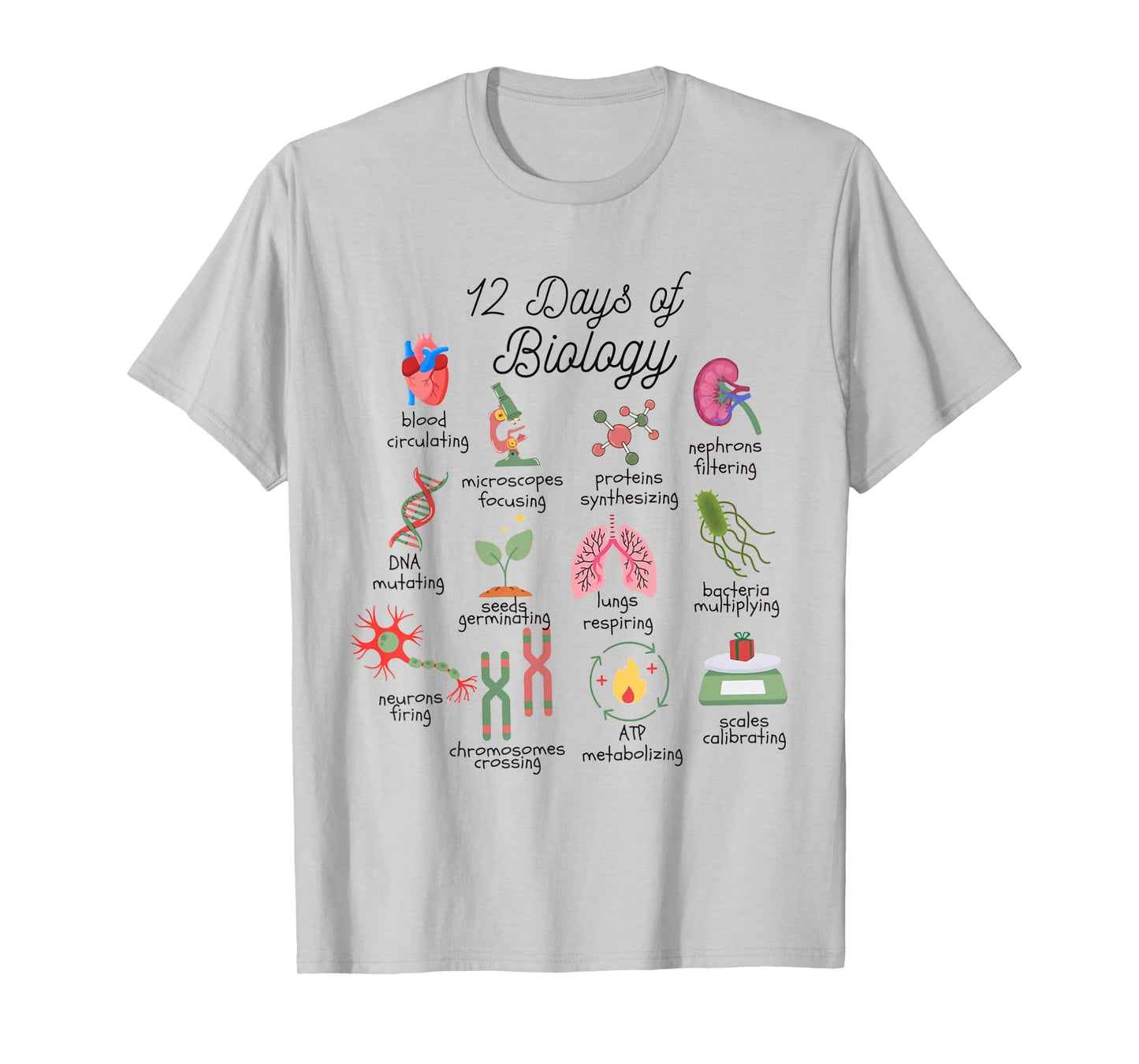 12 Days Of Biology Science Christmas Science Teacher Student T-Shirt