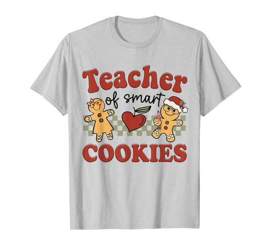 Christmas Teacher of Smart Cookies Baking Gingerbread Man T-Shirt