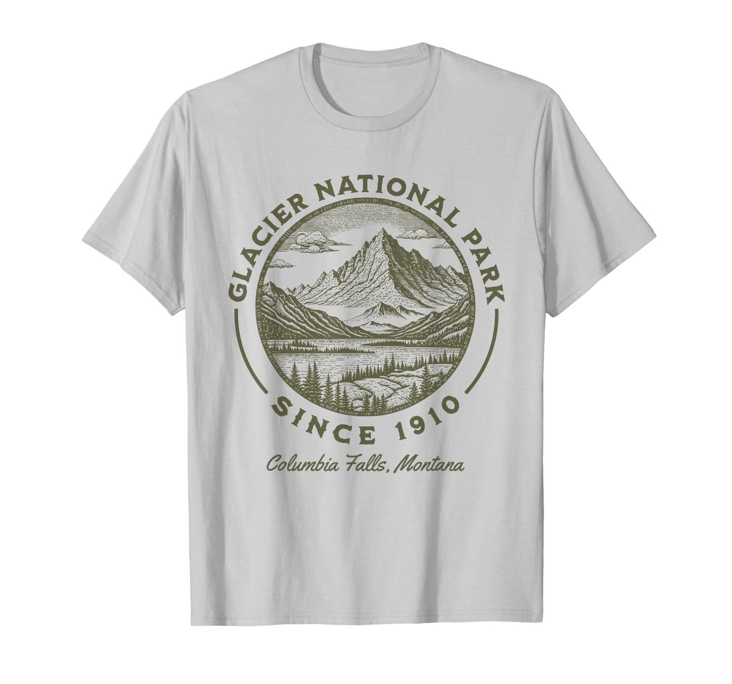 Glacier National Park Since 1910 Rustic Logo Columbia Falls T-Shirt