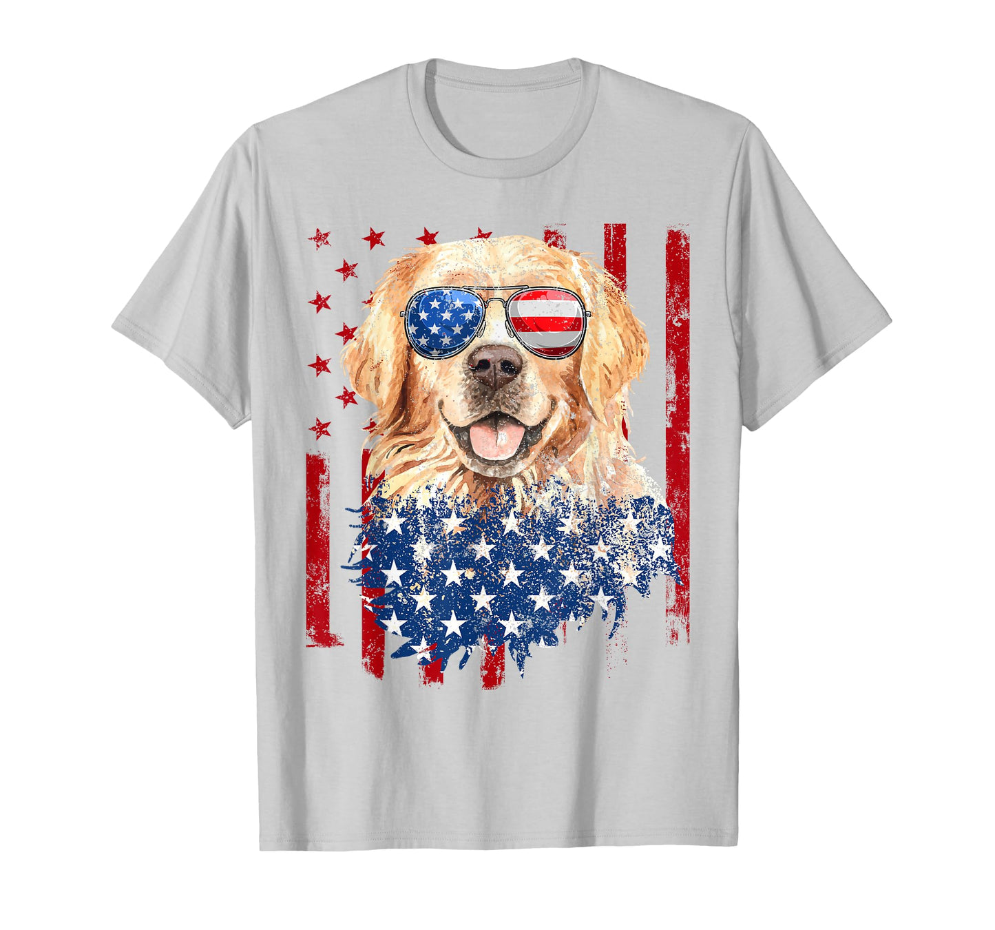 American Flag Golden Retriever USA Retro 4th of July T-Shirt