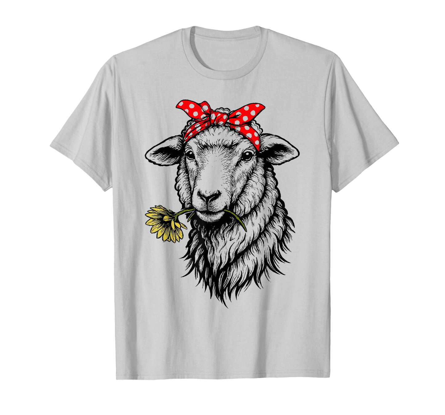 Funny Sheep with Bandana and Flower Farm Animal Lover T-Shirt