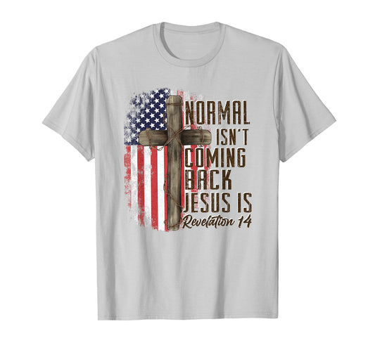 Normal Isn't Coming Back Jesus is Christian American Flag T-Shirt