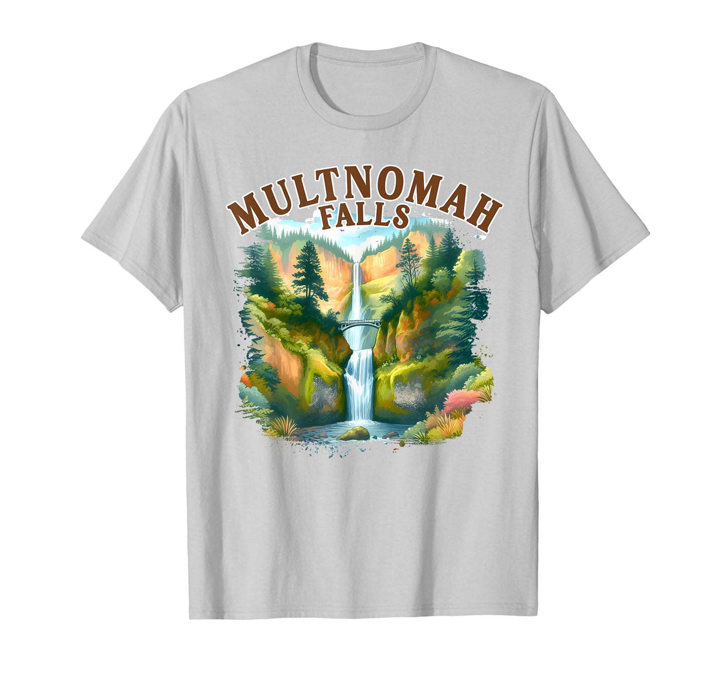 Multnomah Falls Waterfall Oregon Nature Exploring Travel T-Shirt