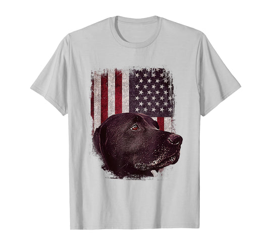 Labrador Dog American Flag Patriotic 4th fof July USA T-Shirt