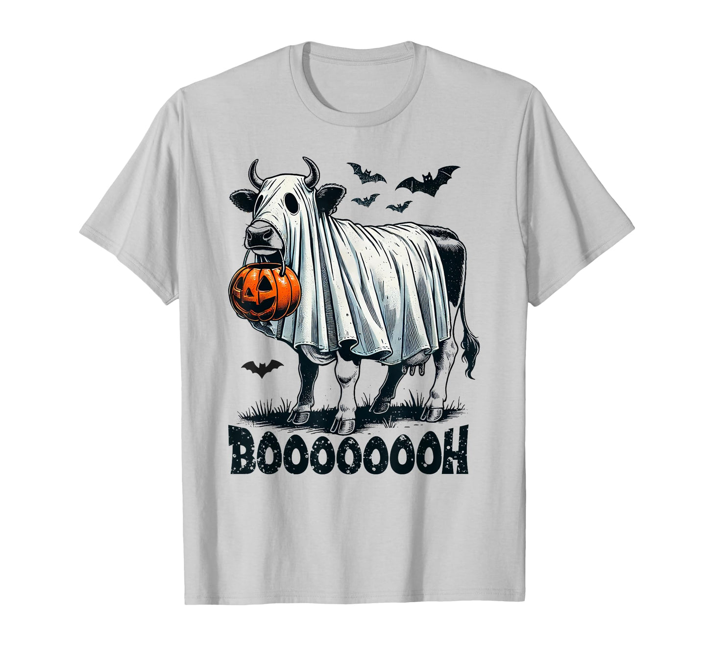 Cow Ghost Halloween Cattle Trick Or Treat Jack O Lantern Boh T-Shirt