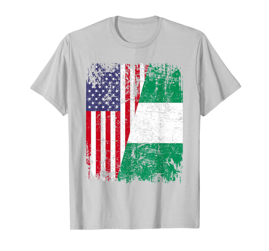NIGERIAN ROOTS | Half American Flag | NIGERIA Women Kids Men T-Shirt