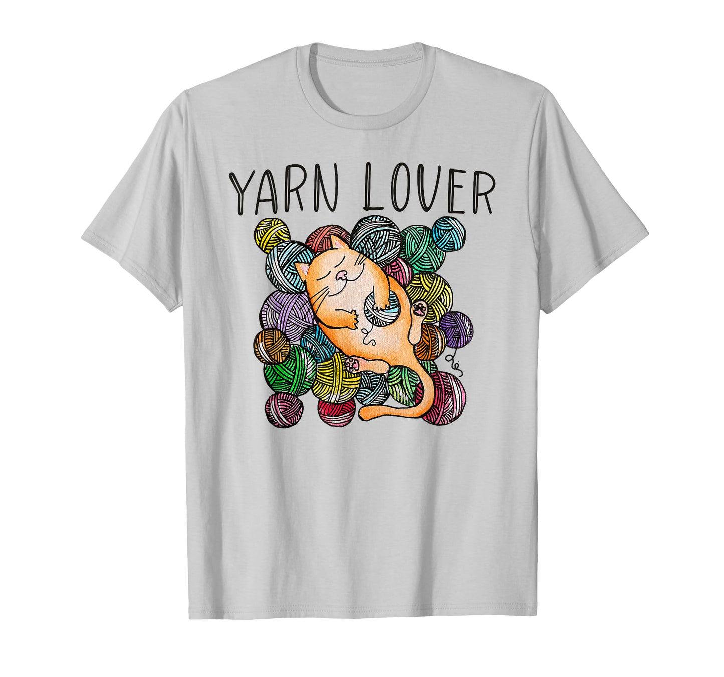 Adorable Knitting and Crochet Happy Cat Yarn Lovers T-Shirt