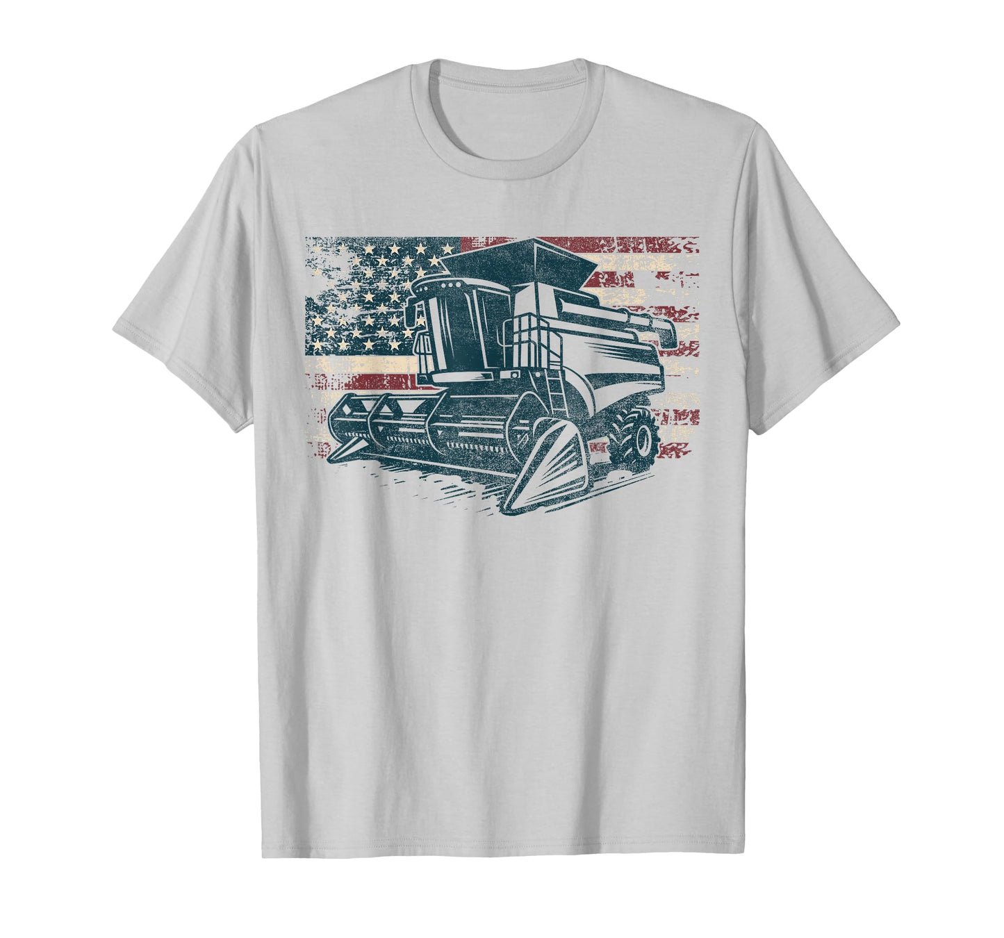 American Flag Combine Harvester Farming Patriotic Farmer T-Shirt