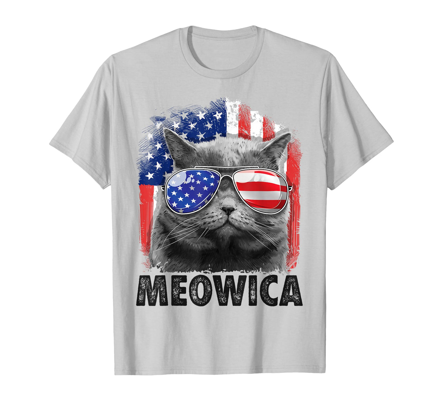 Cat 4th of July Shirts Meowica Merica Men USA American Flag T-Shirt