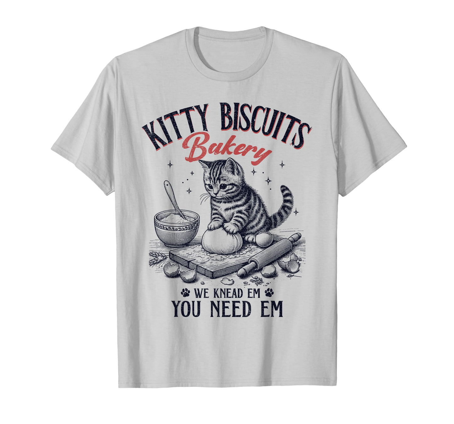 Cute Kitty Biscuits Bakery Vintage T-Shirt