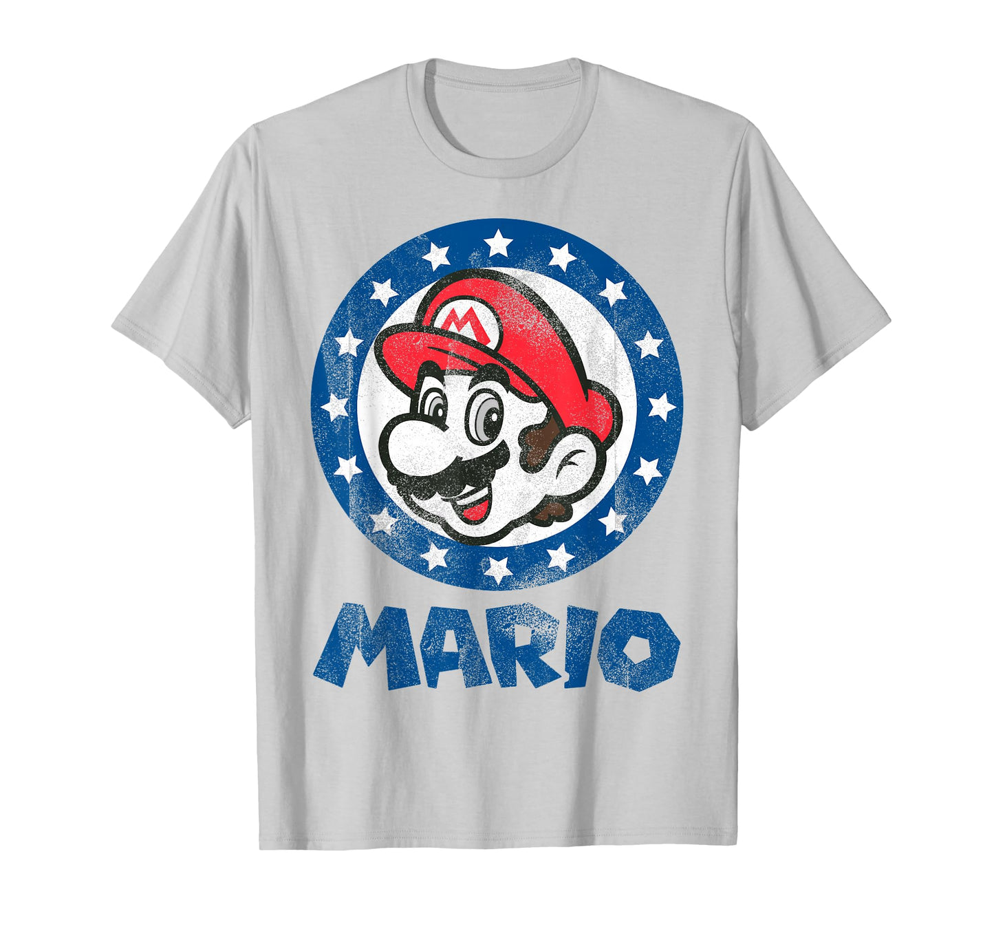 Super Mario World 4th of July Faded Stars Mario Circle T-Shirt
