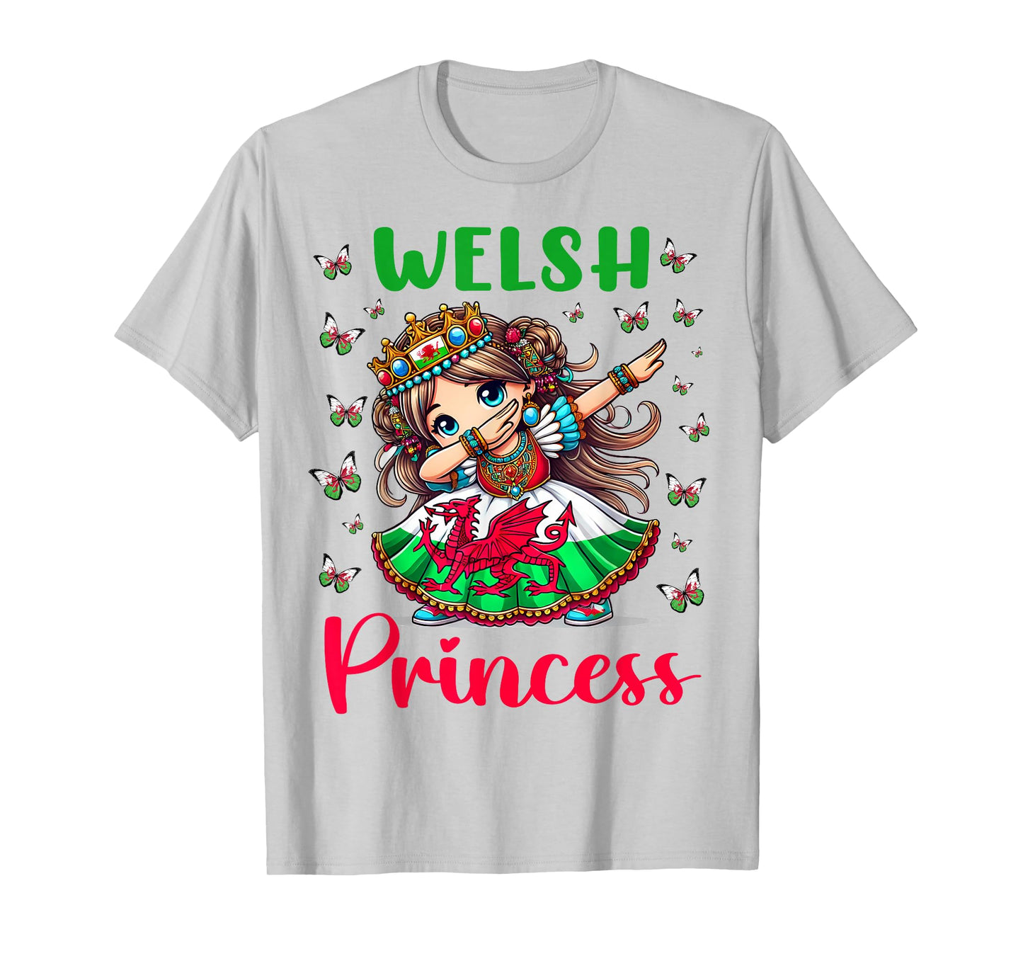 Welsh Princess Dab Girl Dragon Flag Pride for Kids T-Shirt