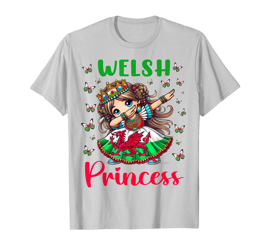 Welsh Princess Dab Girl Dragon Flag Pride for Kids T-Shirt