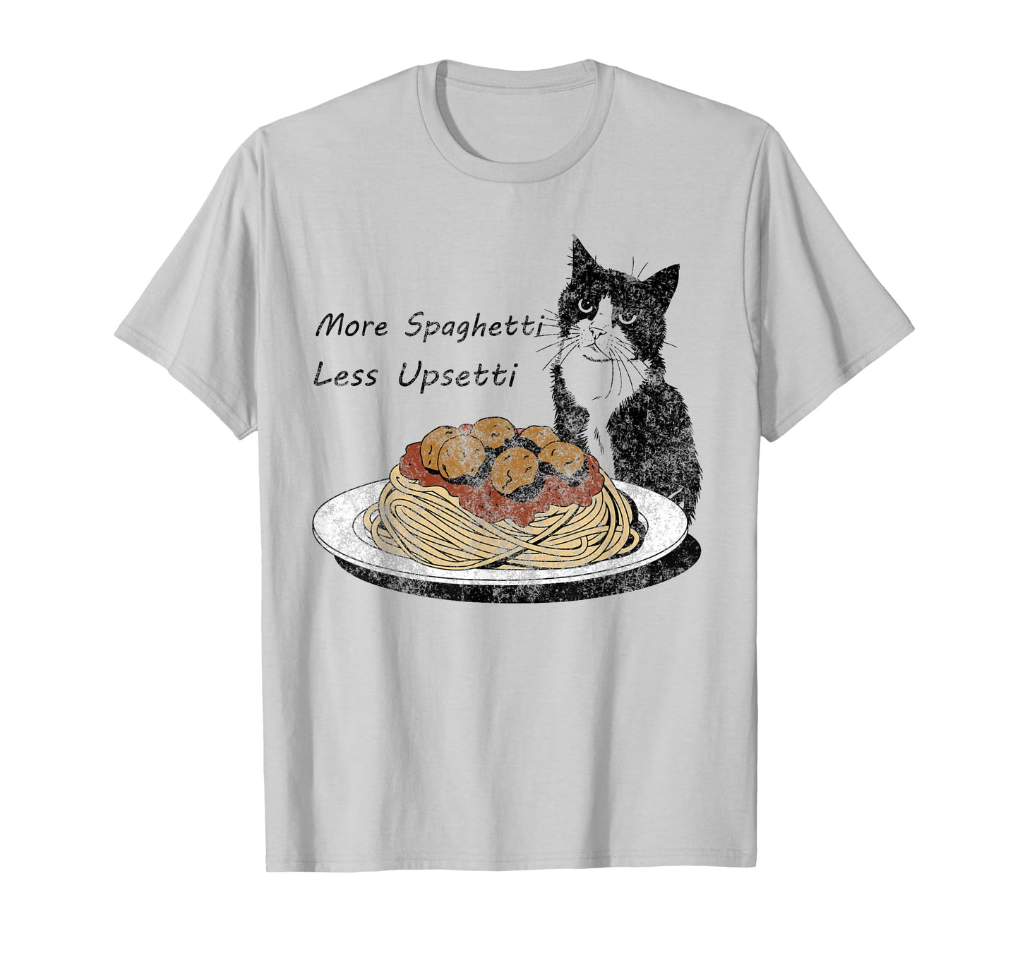 more spaghetti less upsetti black cat spaghetti and meatball T-Shirt for Men Women