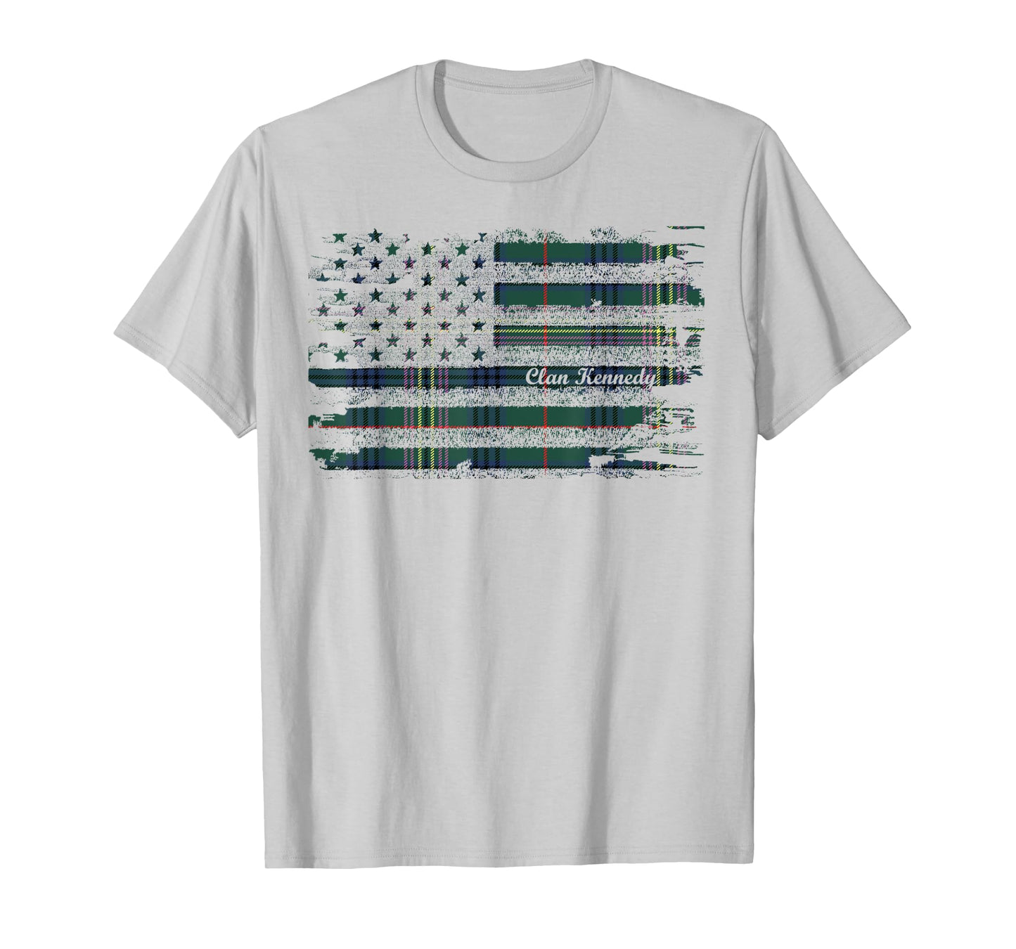 Kennedy surname American Flag Scottish Clan Tartan T-Shirt for Women Kids Men