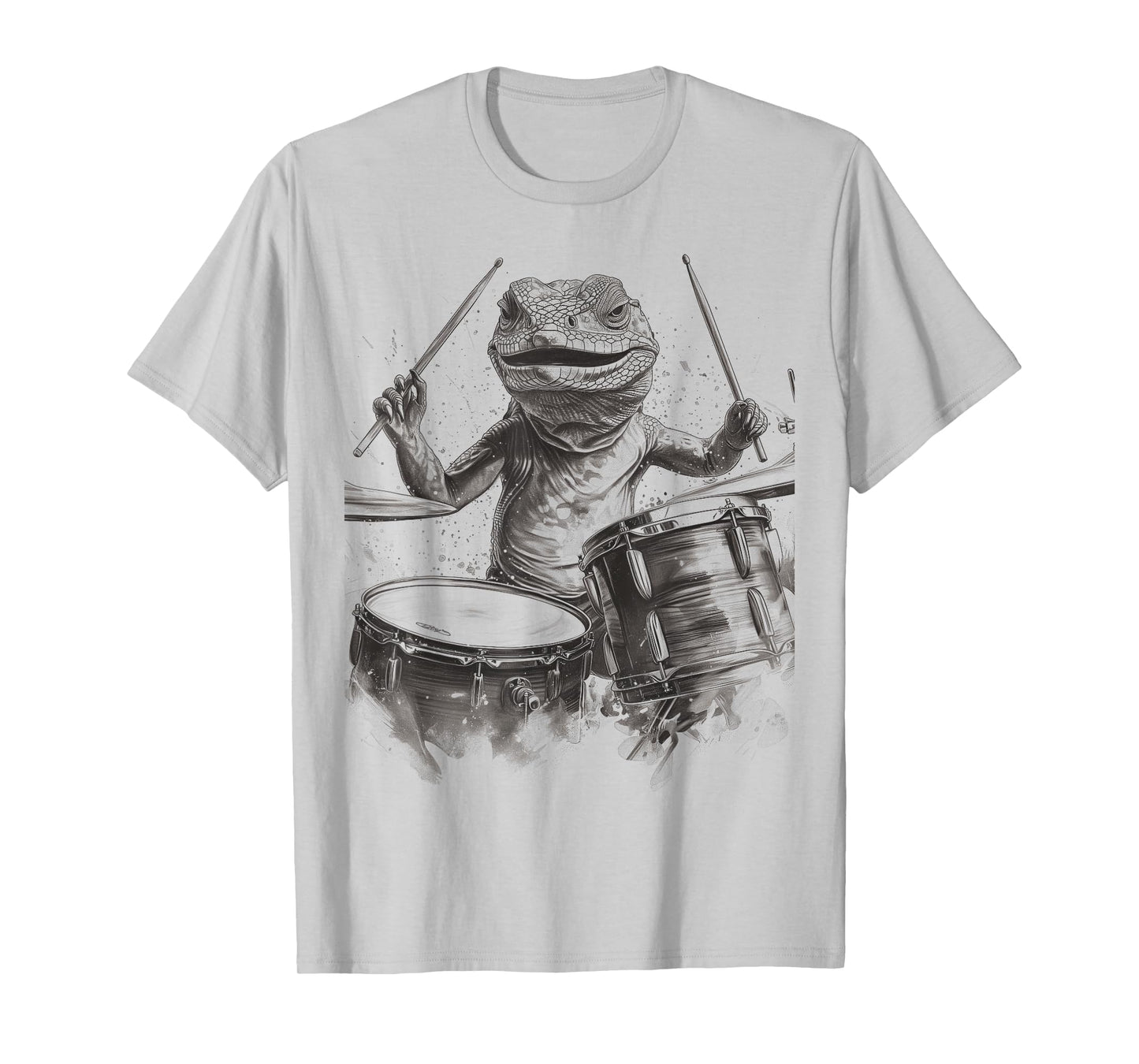 Drumming Lizard Funny Reptile Drummer TEEMONGOUS T-Shirt