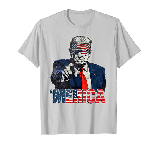 Happy 4th of July 'Merica Trump American Flag USA T-Shirt