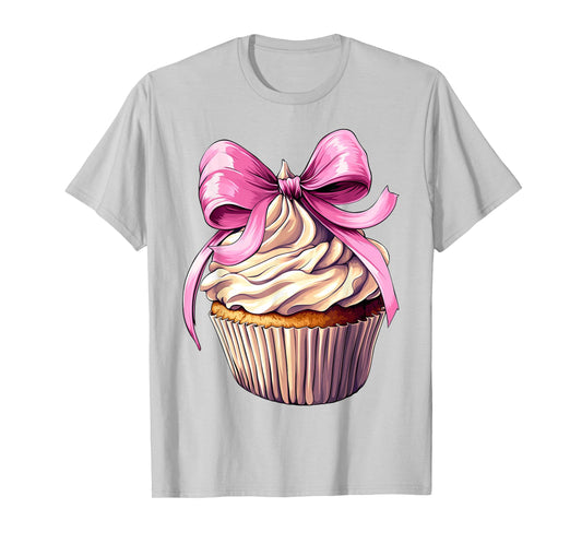 Coquette Bow Cupcake Baking Baker Girl Mom Pink Mother's Day T-Shirt