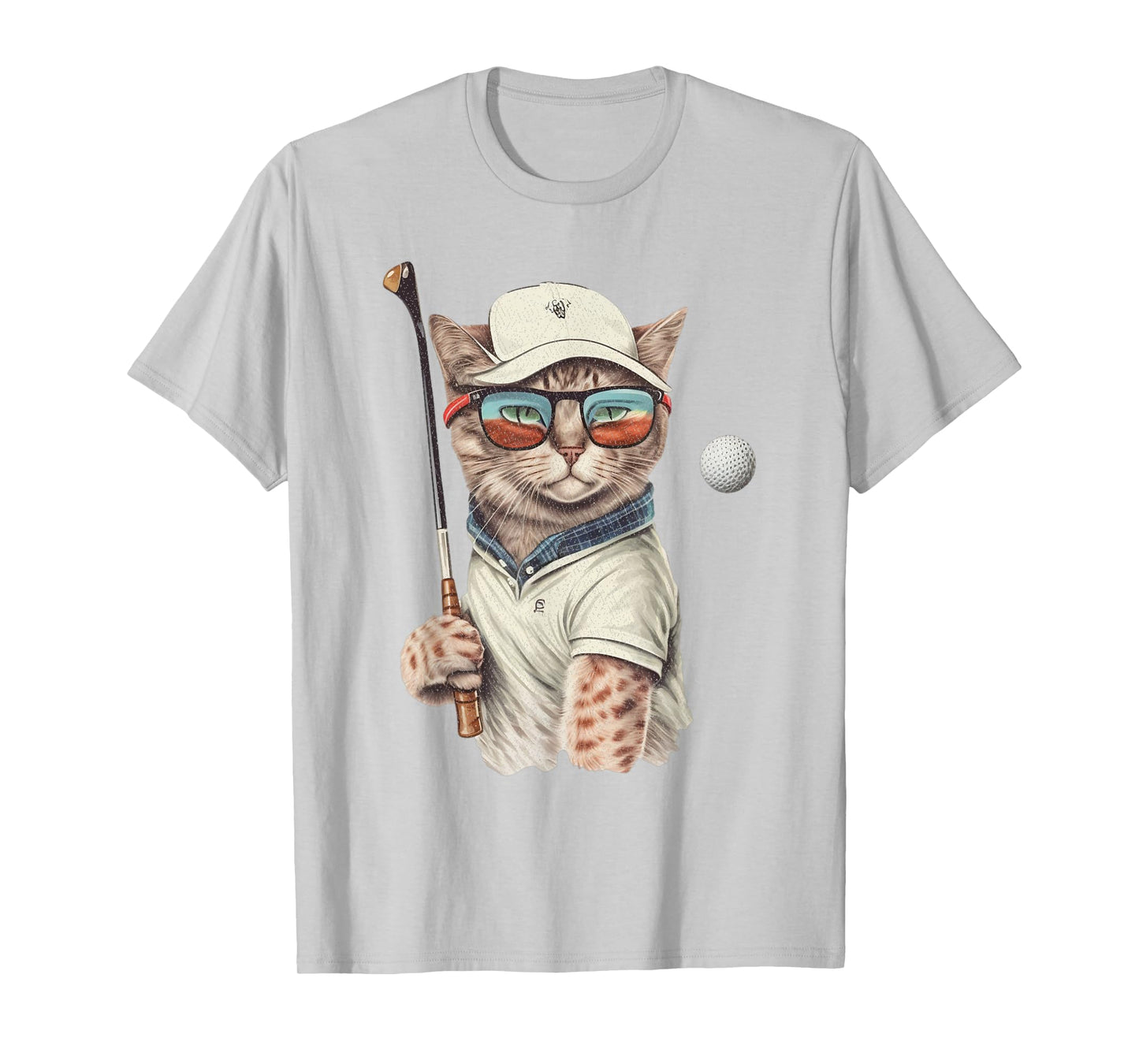 Vintage Retro Cat Playing Golf, Golfer, Kitties Lover T-Shirt